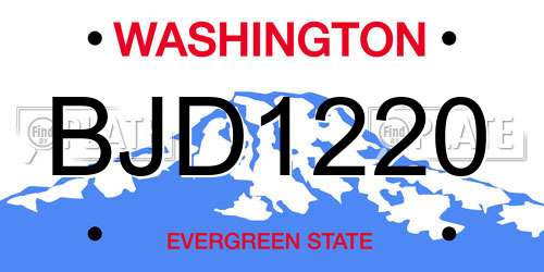 BJD1220 Washington License Plate
