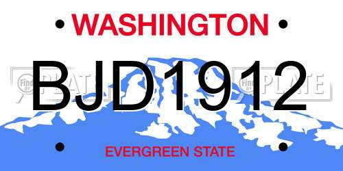 BJD1912 Washington License Plate
