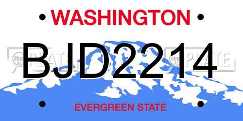 BJD2214 Washington License Plate