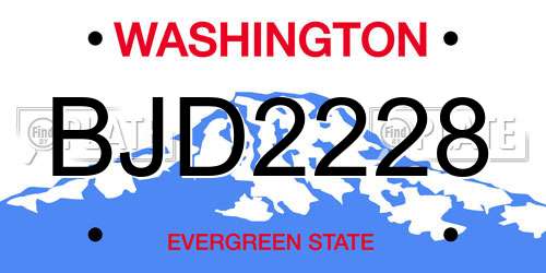 BJD2228 Washington License Plate