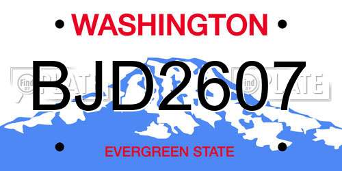 BJD2607 Washington License Plate