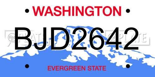 BJD2642 Washington License Plate