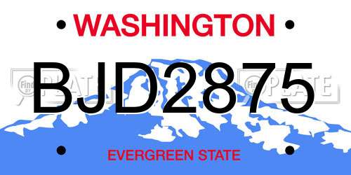 BJD2875 Washington License Plate
