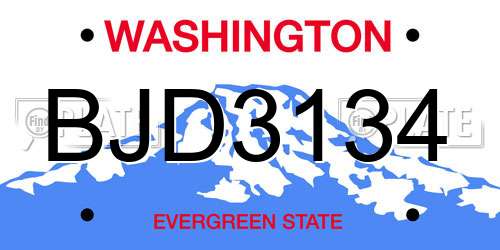 BJD3134 Washington License Plate