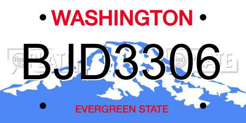 BJD3306 Washington License Plate
