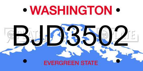 BJD3502 Washington License Plate