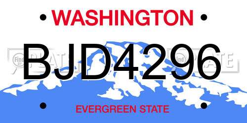 BJD4296 Washington License Plate