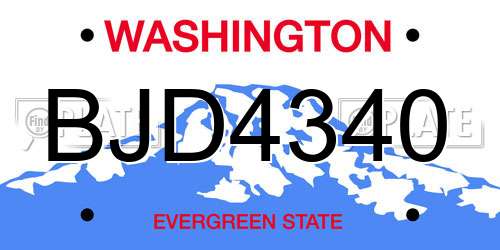 BJD4340 Washington License Plate