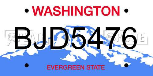 BJD5476 Washington License Plate
