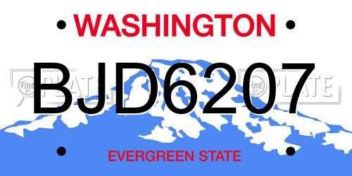 BJD6207 Washington License Plate