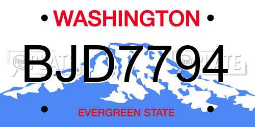 BJD7794 Washington License Plate