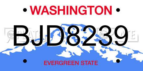 BJD8239 Washington License Plate