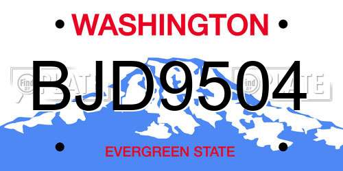 BJD9504 Washington License Plate