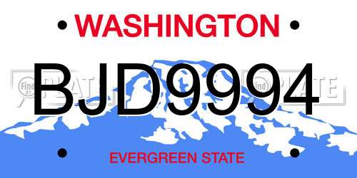 BJD9994 Washington License Plate