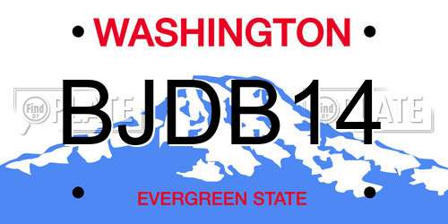 BJDB14 Washington License Plate
