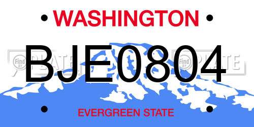 BJE0804 Washington License Plate