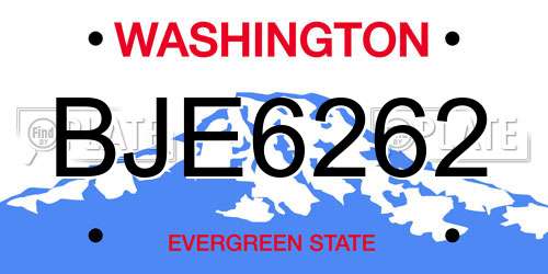 BJE6262 Washington License Plate