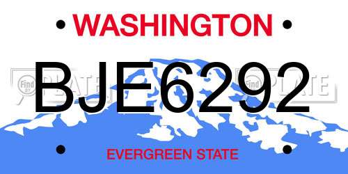 BJE6292 Washington License Plate