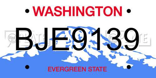 BJE9139 Washington License Plate