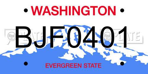 BJF0401 Washington License Plate