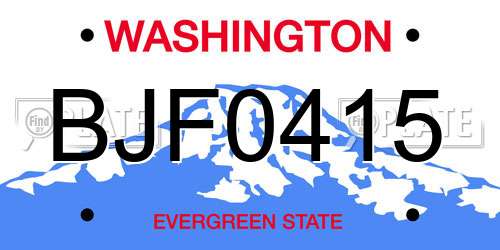 BJF0415 Washington License Plate