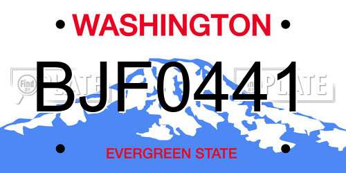 BJF0441 Washington License Plate