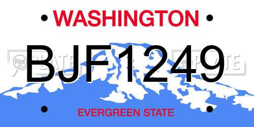 BJF1249 Washington License Plate