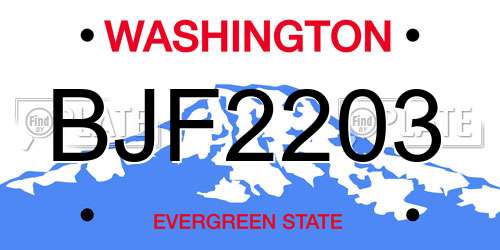 BJF2203 Washington License Plate