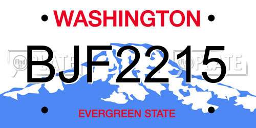BJF2215 Washington License Plate