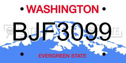 BJF3099 Washington License Plate