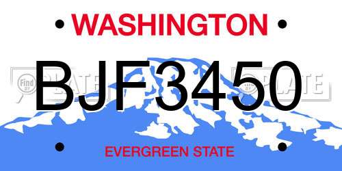 BJF3450 Washington License Plate