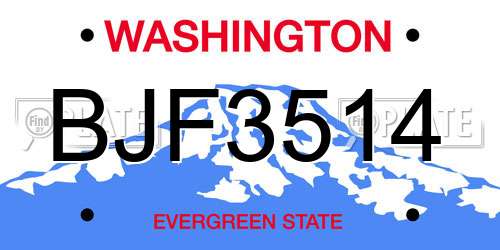 BJF3514 Washington License Plate