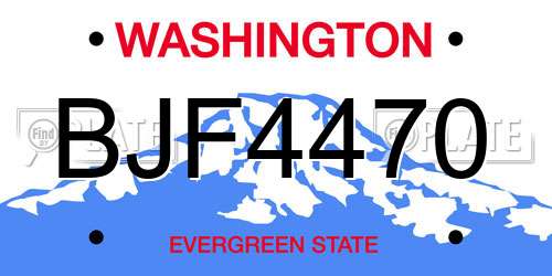 BJF4470 Washington License Plate