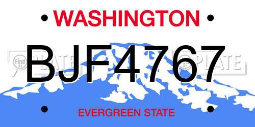 BJF4767 Washington License Plate