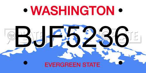 BJF5236 Washington License Plate