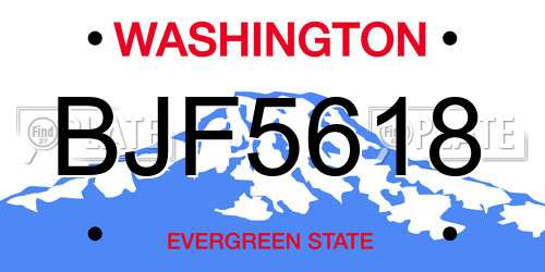 BJF5618 Washington License Plate
