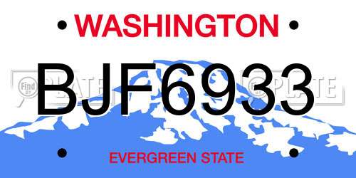 BJF6933 Washington License Plate