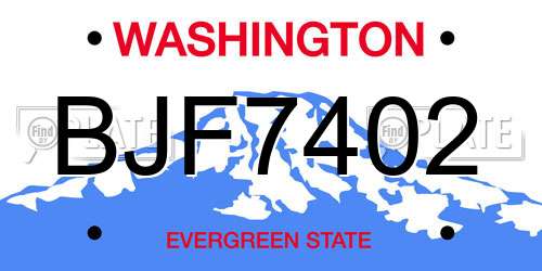 BJF7402 Washington License Plate