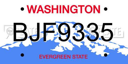 BJF9335 Washington License Plate