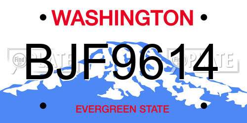 BJF9614 Washington License Plate