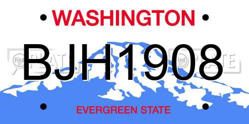 BJH1908 Washington License Plate