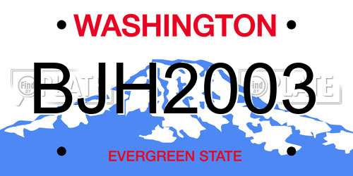 BJH2003 Washington License Plate
