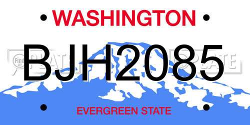 BJH2085 Washington License Plate