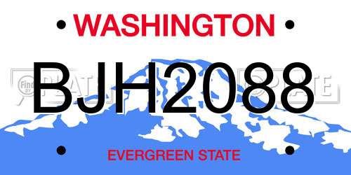 BJH2088 Washington License Plate