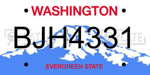 BJH4331 Washington License Plate