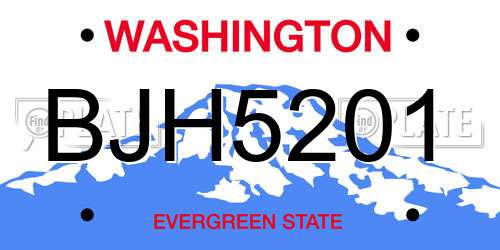 BJH5201 Washington License Plate