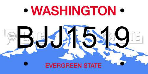 BJJ1519 Washington License Plate