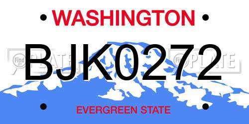 BJK0272 Washington License Plate