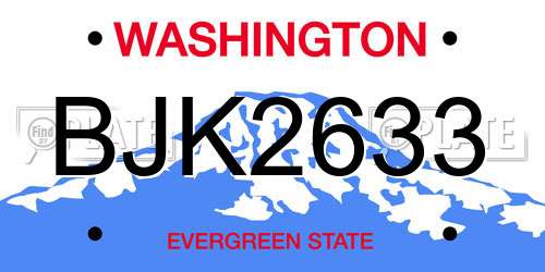 BJK2633 Washington License Plate