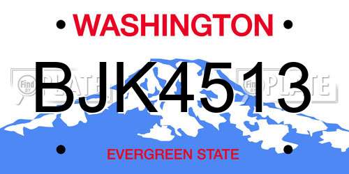 BJK4513 Washington License Plate